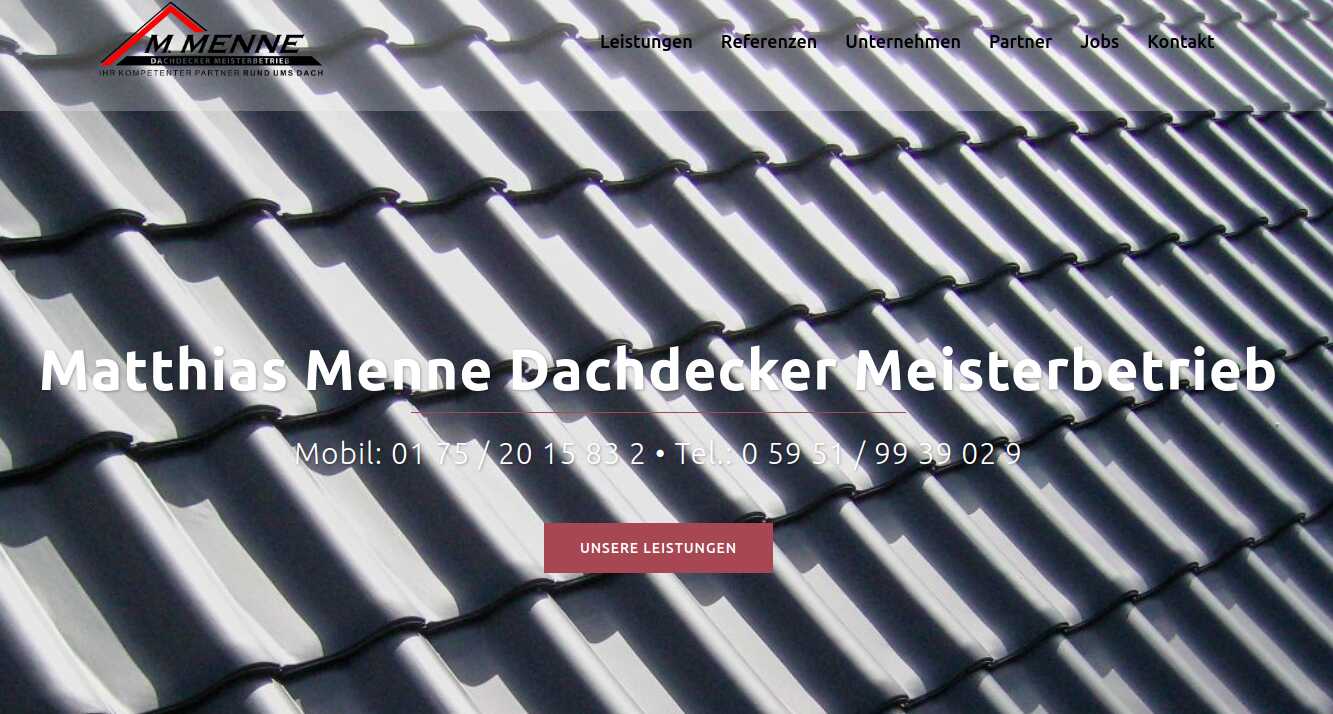 Dachdecker MeisterbetriebMatthias Menne Werlte Webdesign